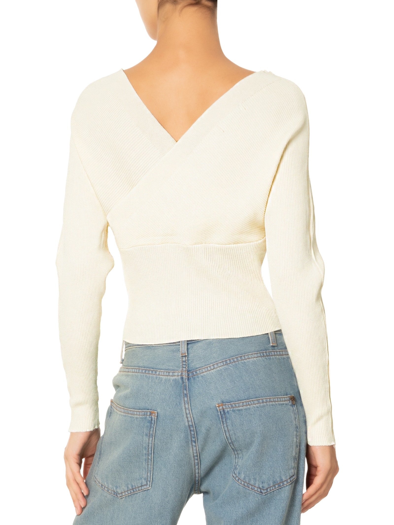 Blusa Feminina Transpassada Em Tricot Off White '2Essential