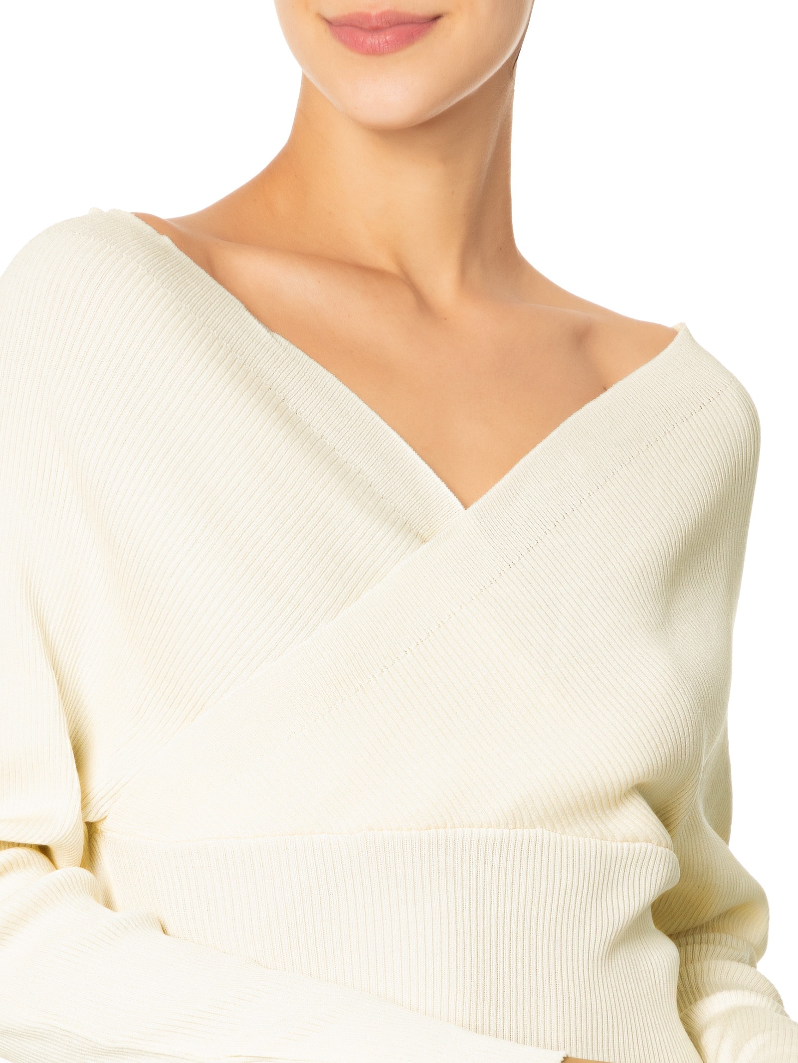 Blusa Feminina Transpassada Em Tricot Off White '2Essential