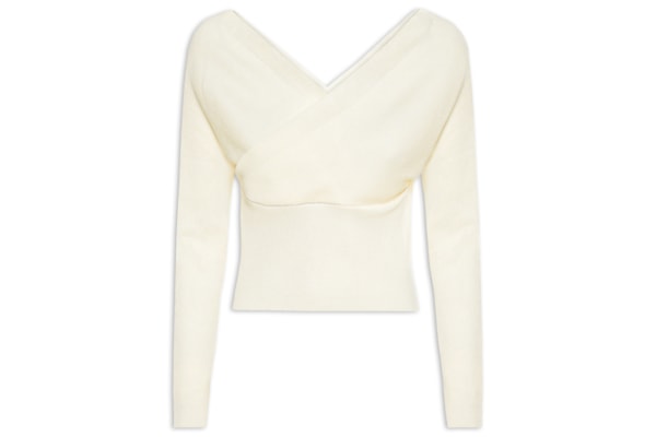 Blusa Feminina Transpassada Em Tricot - Off White