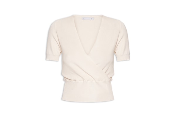 Blusa Feminina Transpassada Em Tricot - Off White 