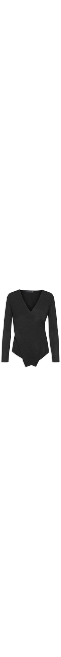 Blusa Feminina Transpassada em Tricot - Preto