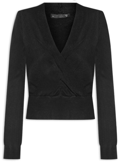 Blusa Feminina Transpassada em Tricot – Preto