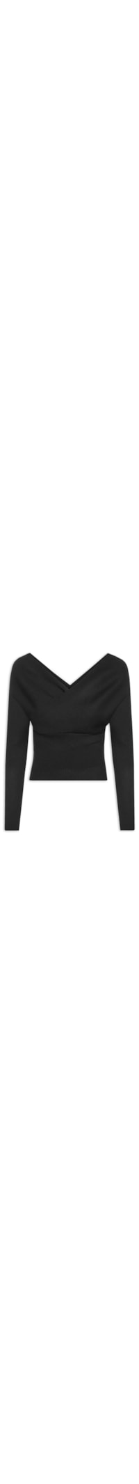 Blusa Feminina Transpassada Em Tricot - Preto