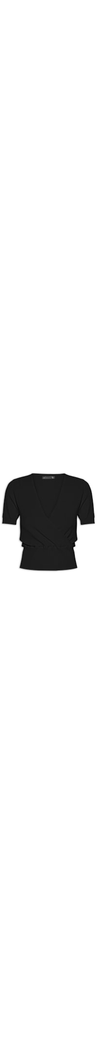 Blusa Feminina Transpassada Em Tricot - Preto
