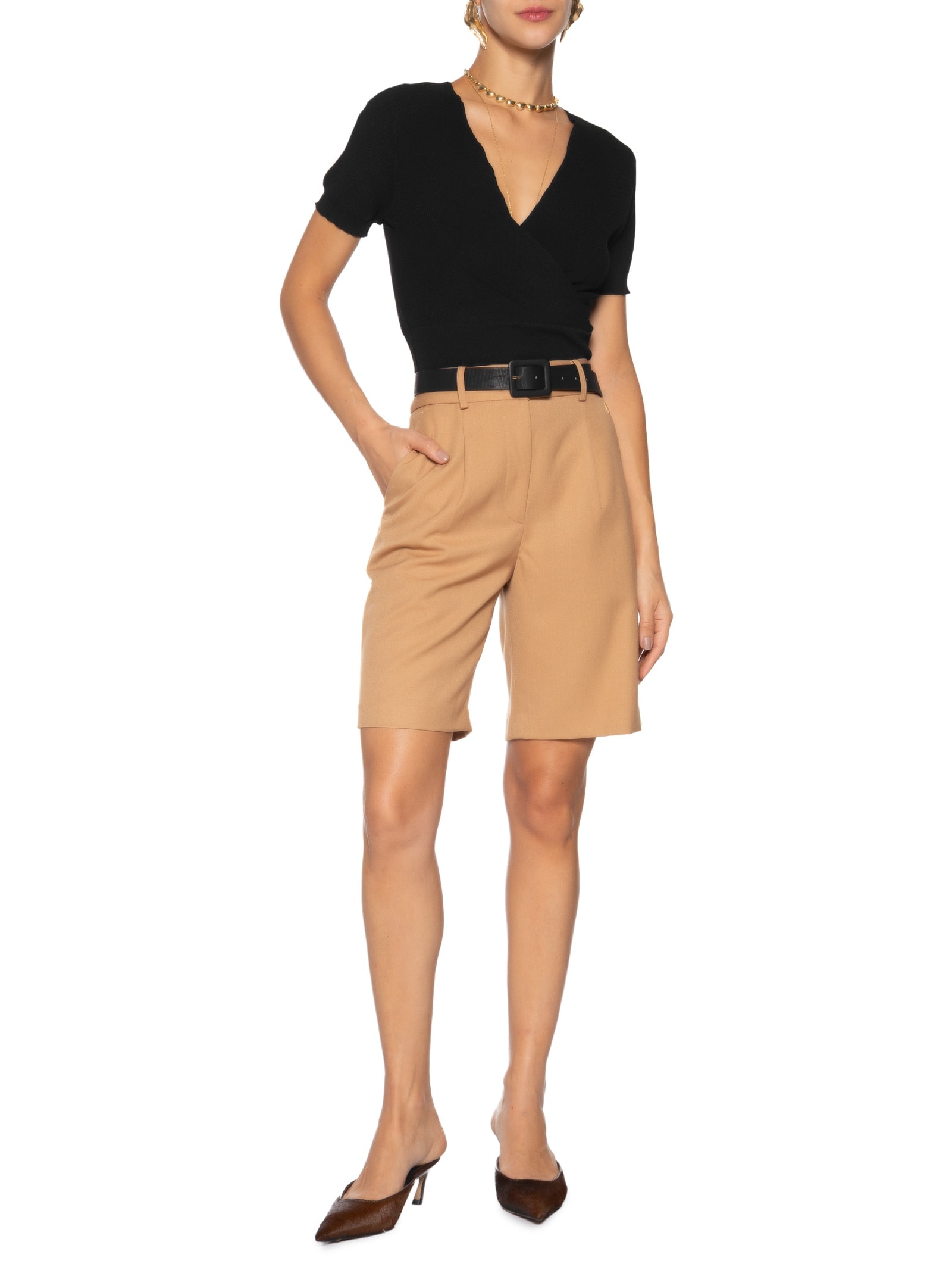 Blusa Feminina Transpassada Em Tricot Preto '2Essential