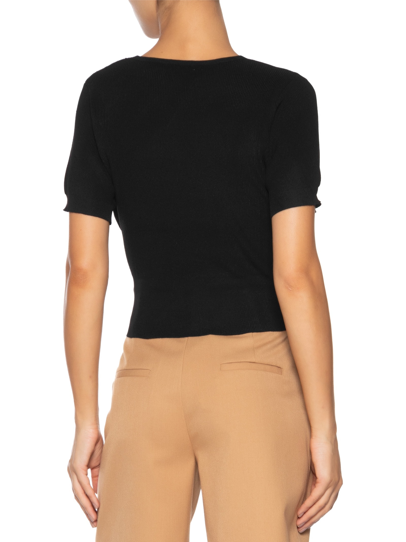 Blusa Feminina Transpassada Em Tricot Preto '2Essential