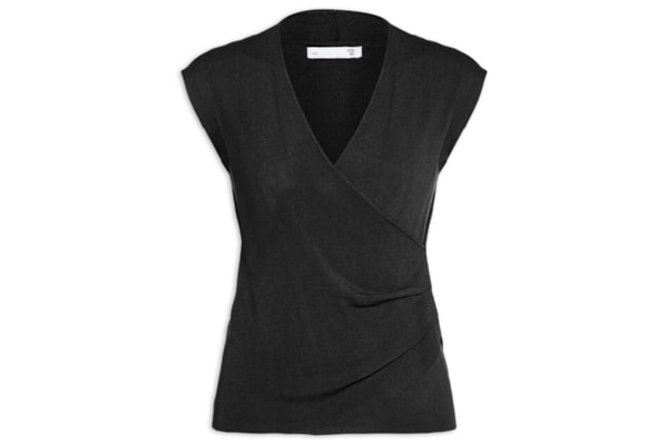 Blusa Feminina Transpassada Em Tricot - Preto