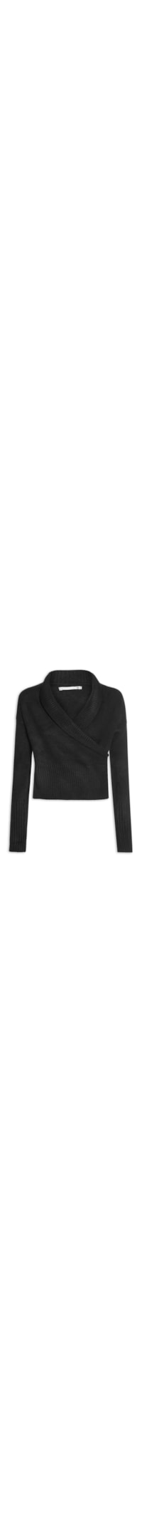 Blusa Feminina Transpassada em Tricot - Preto
