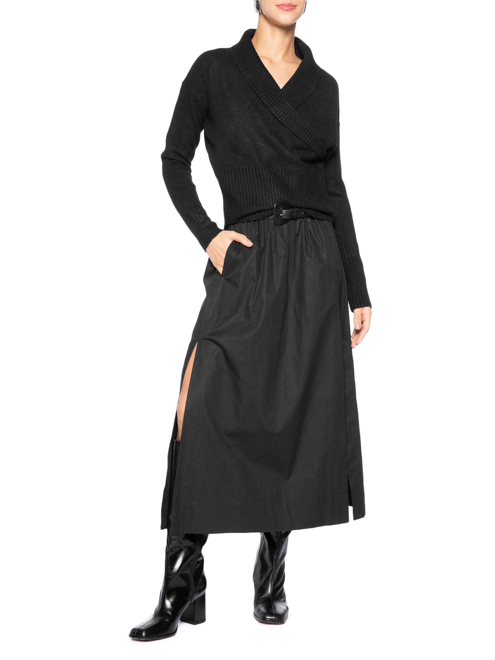 Blusa Feminina Transpassada em Tricot Preto '2Essential