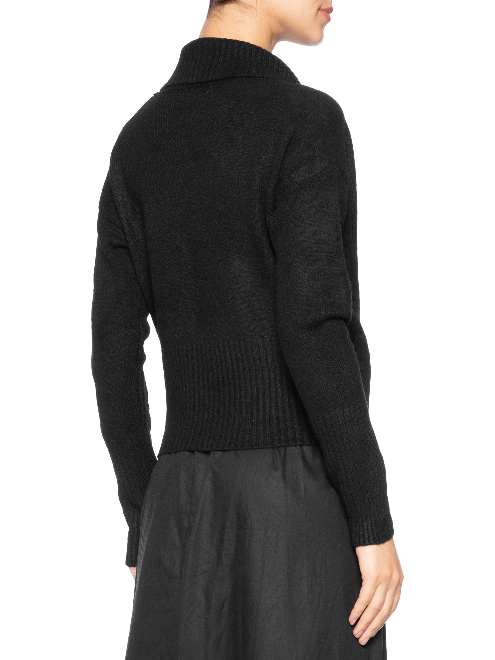 Blusa Feminina Transpassada em Tricot Preto '2Essential