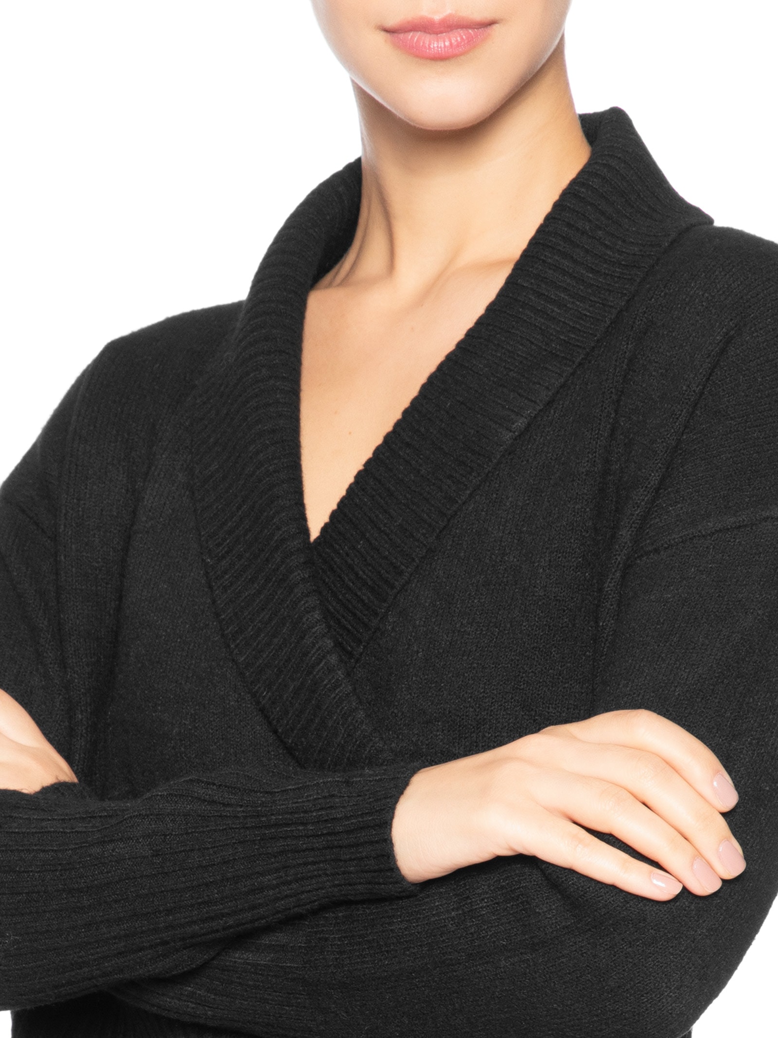Blusa Feminina Transpassada em Tricot Preto '2Essential