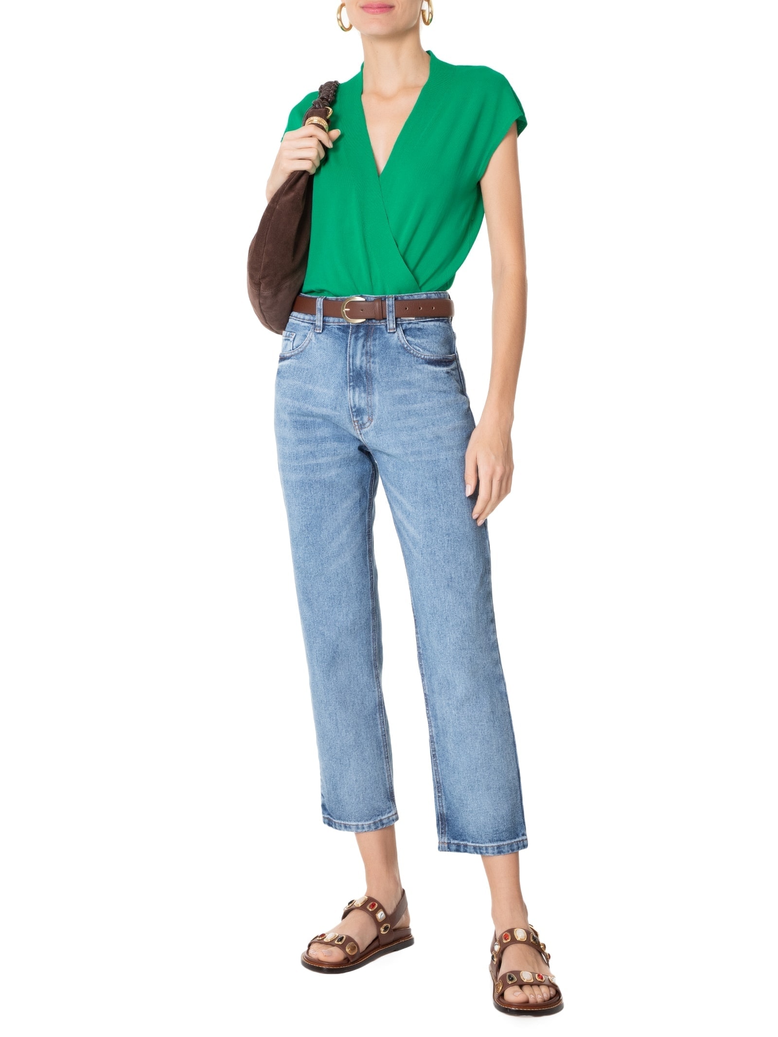 Blusa Feminina Transpassada Em Tricot Verde '2Essential