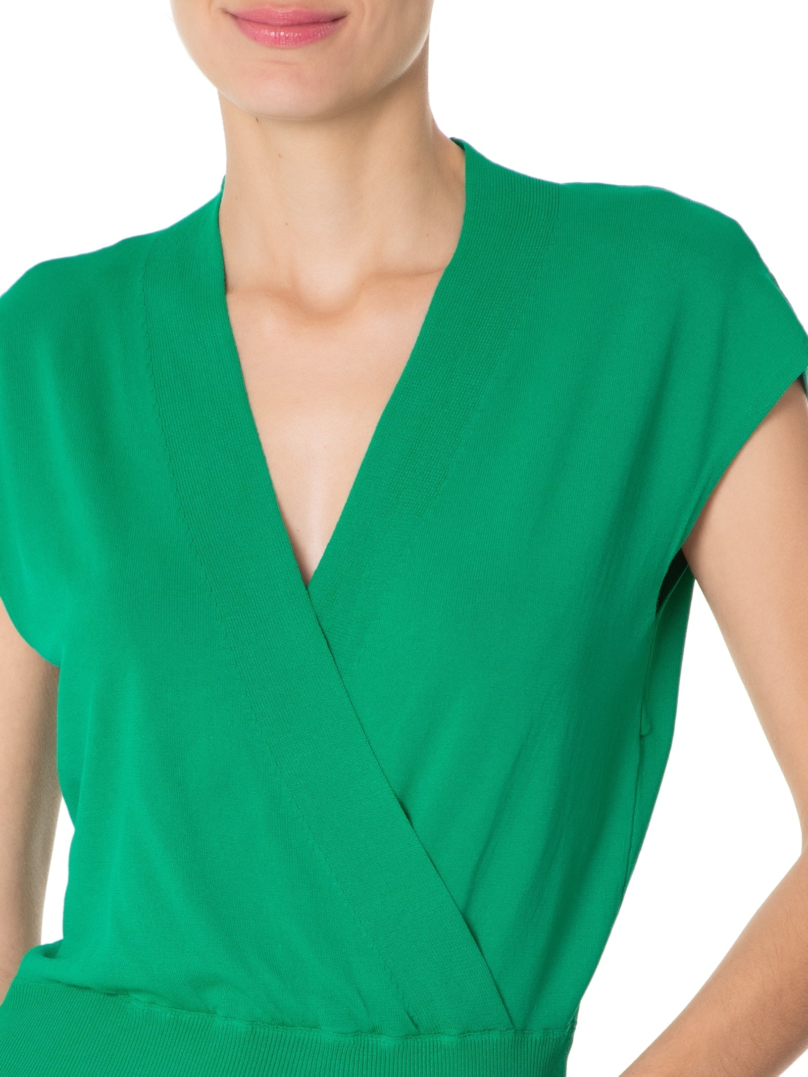 Blusa Feminina Transpassada Em Tricot Verde '2Essential