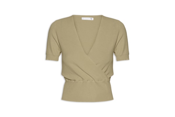 Blusa Feminina Transpassada Em Tricot - Verde