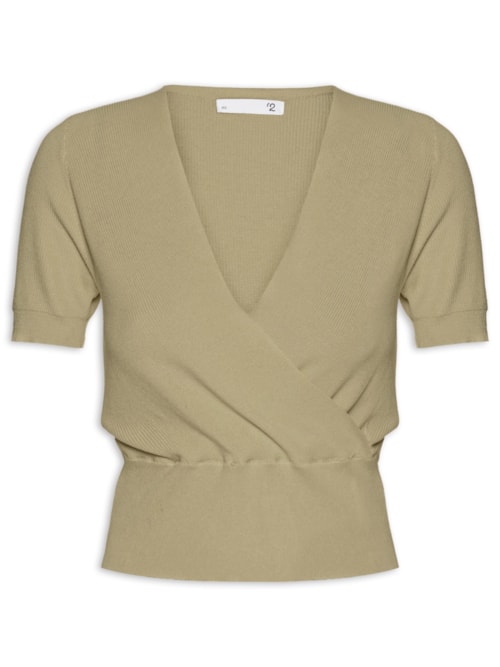 Blusa Feminina Transpassada Em Tricot – Verde