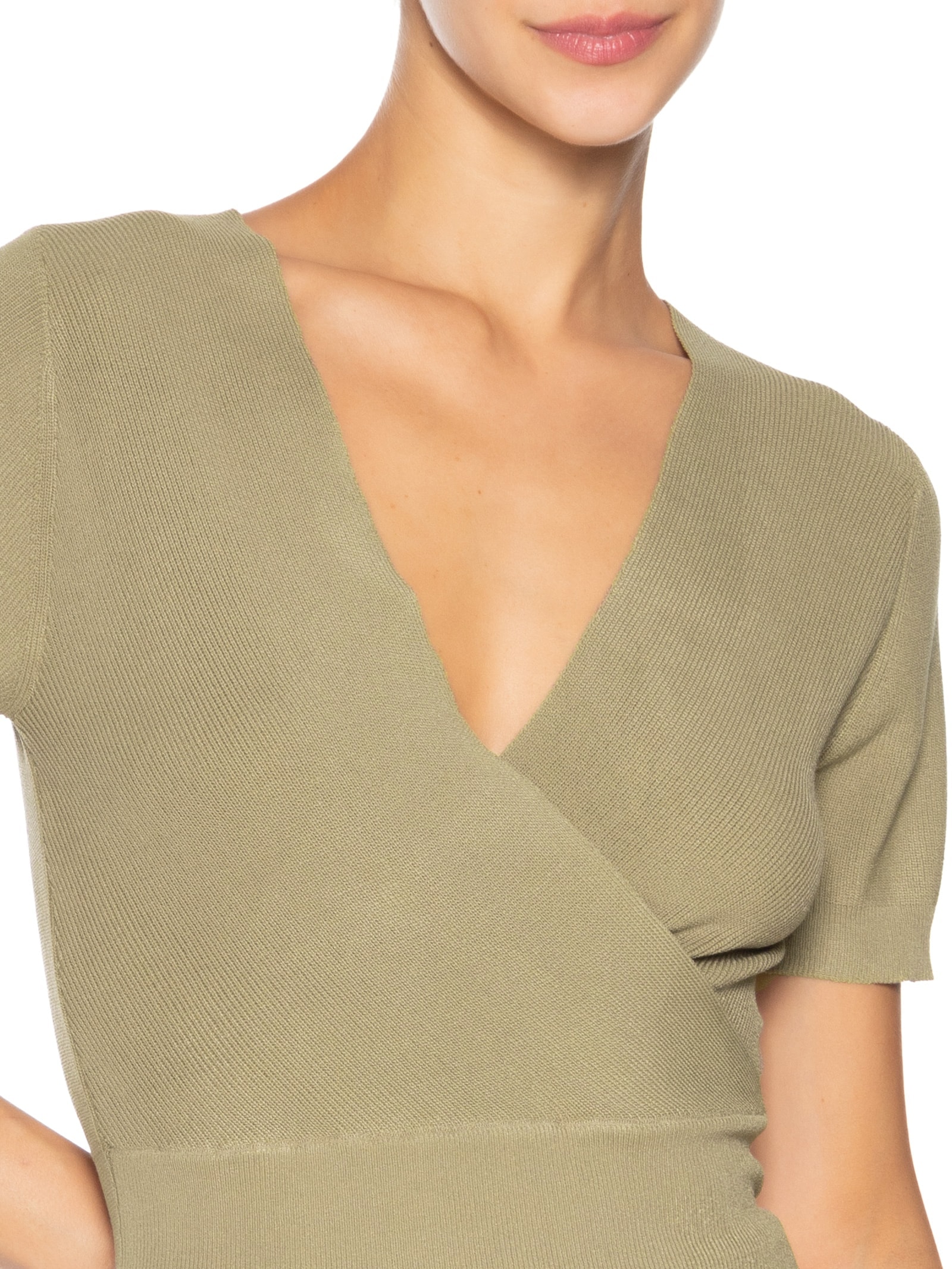 Blusa Feminina Transpassada Em Tricot Verde '2Essential