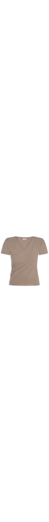 Blusa Feminina Transpassada Manga Curta - Bege