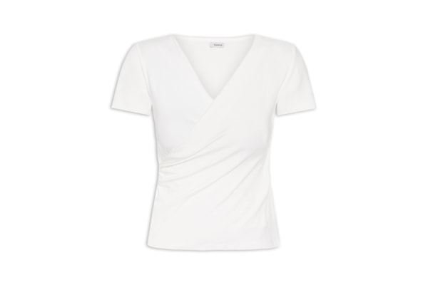 Blusa Feminina Transpassada Manga Curta - Off White