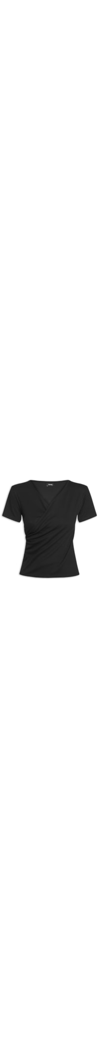 Blusa Feminina Transpassada Manga Curta - Preto