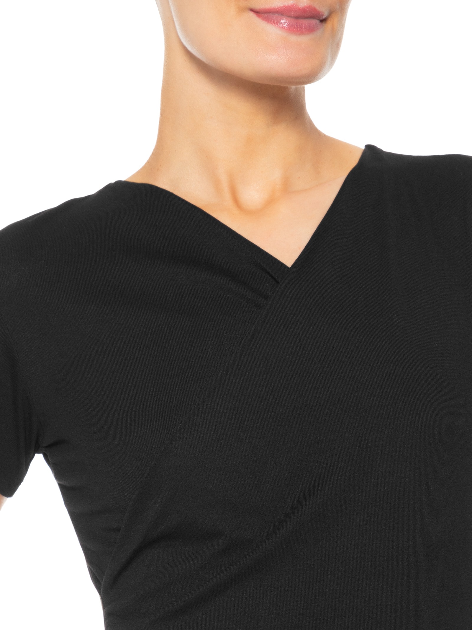 Blusa Feminina Transpassada Manga Curta Preto Basiq