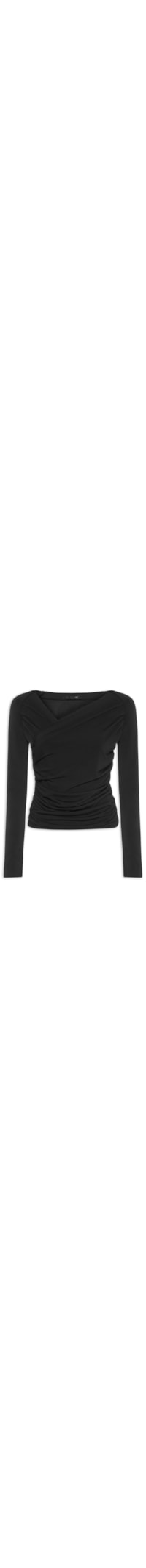 Blusa Feminina Transpassada Manga Longa - Preto