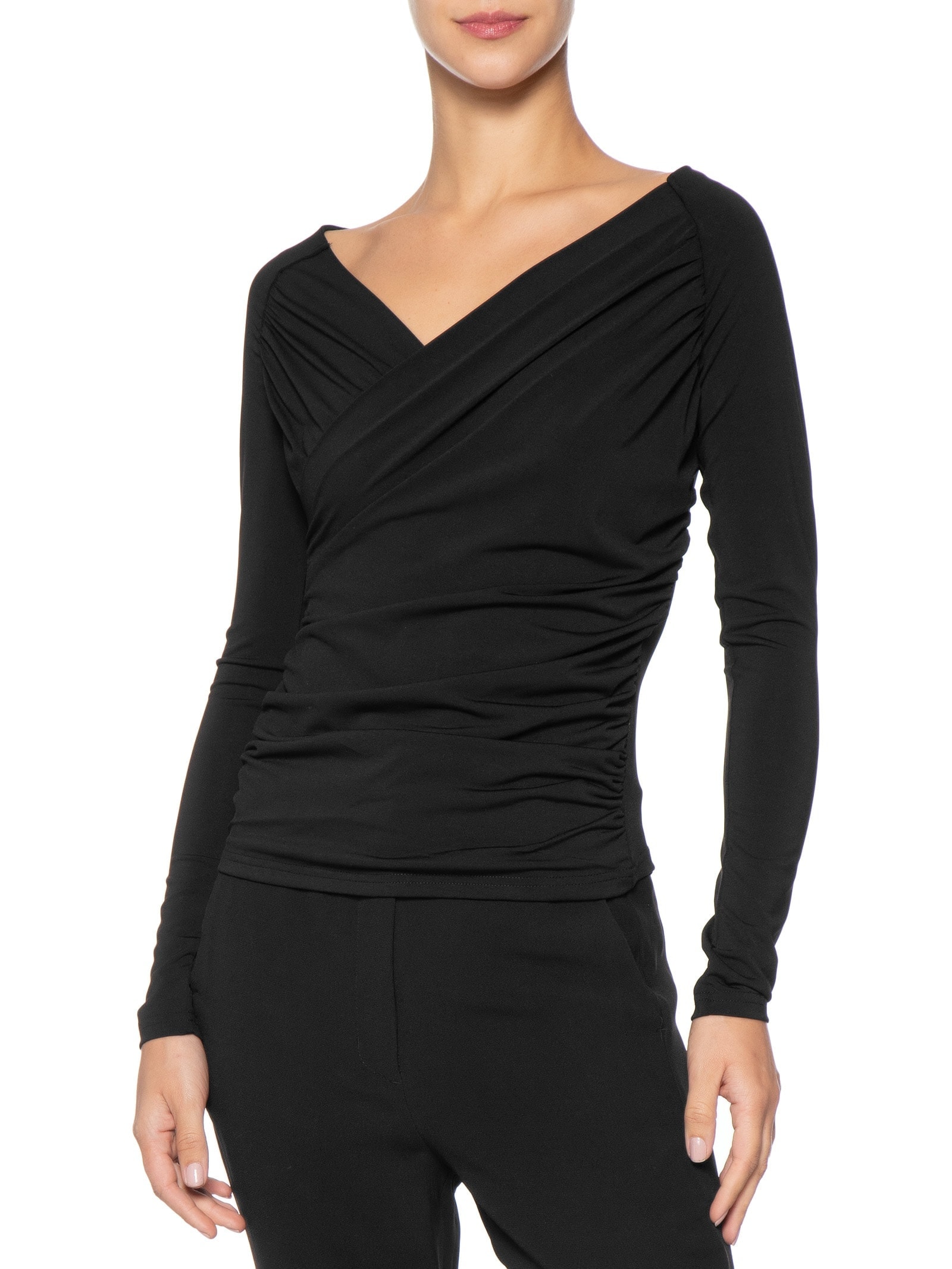 Blusa Feminina Transpassada Manga Longa Preto '2Essential
