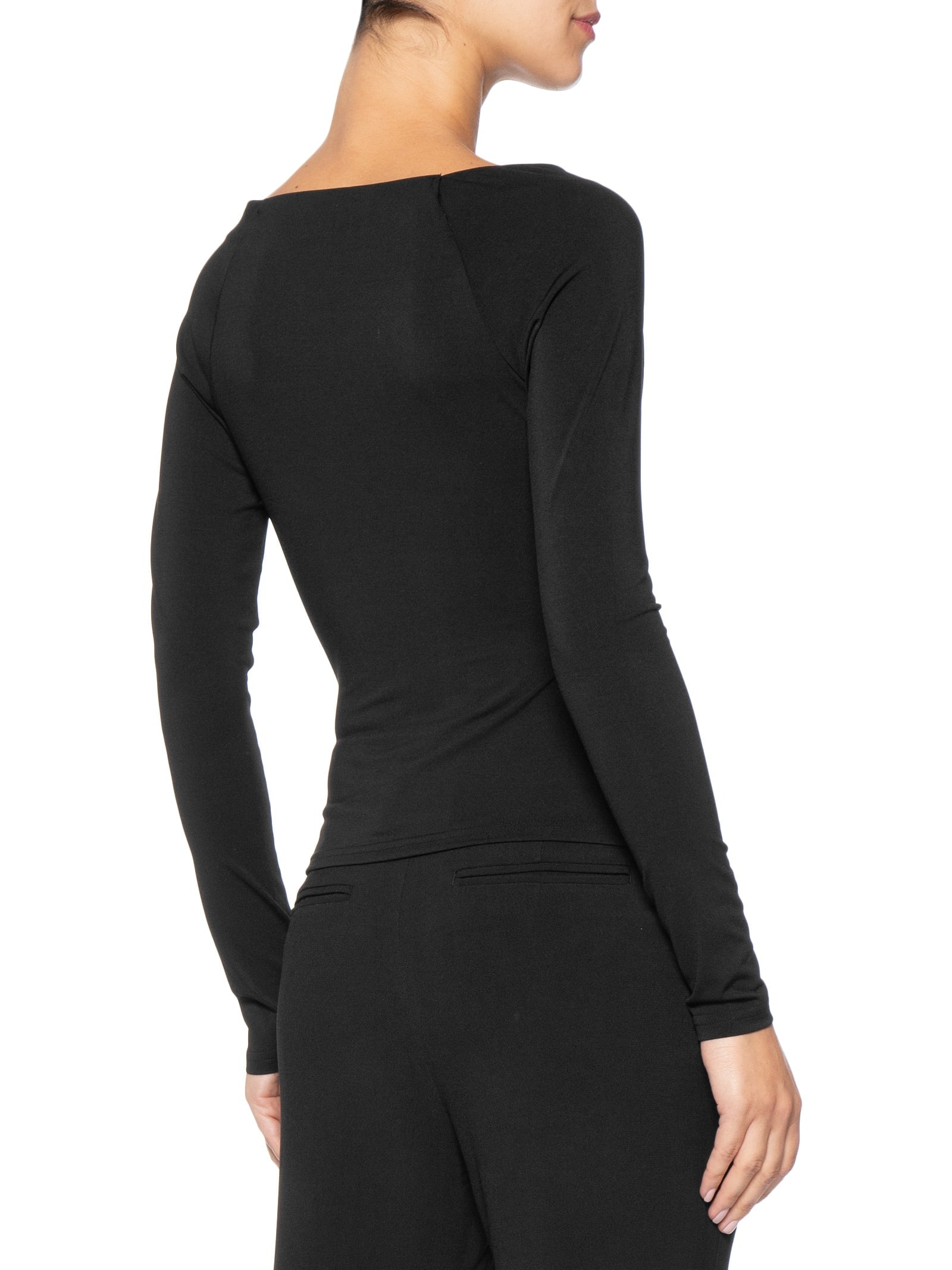 Blusa Feminina Transpassada Manga Longa Preto '2Essential