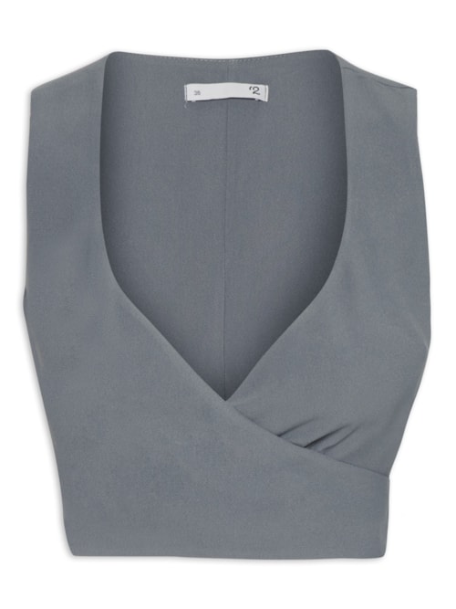 Blusa Feminina Transpasse Em Crepe – Cinza