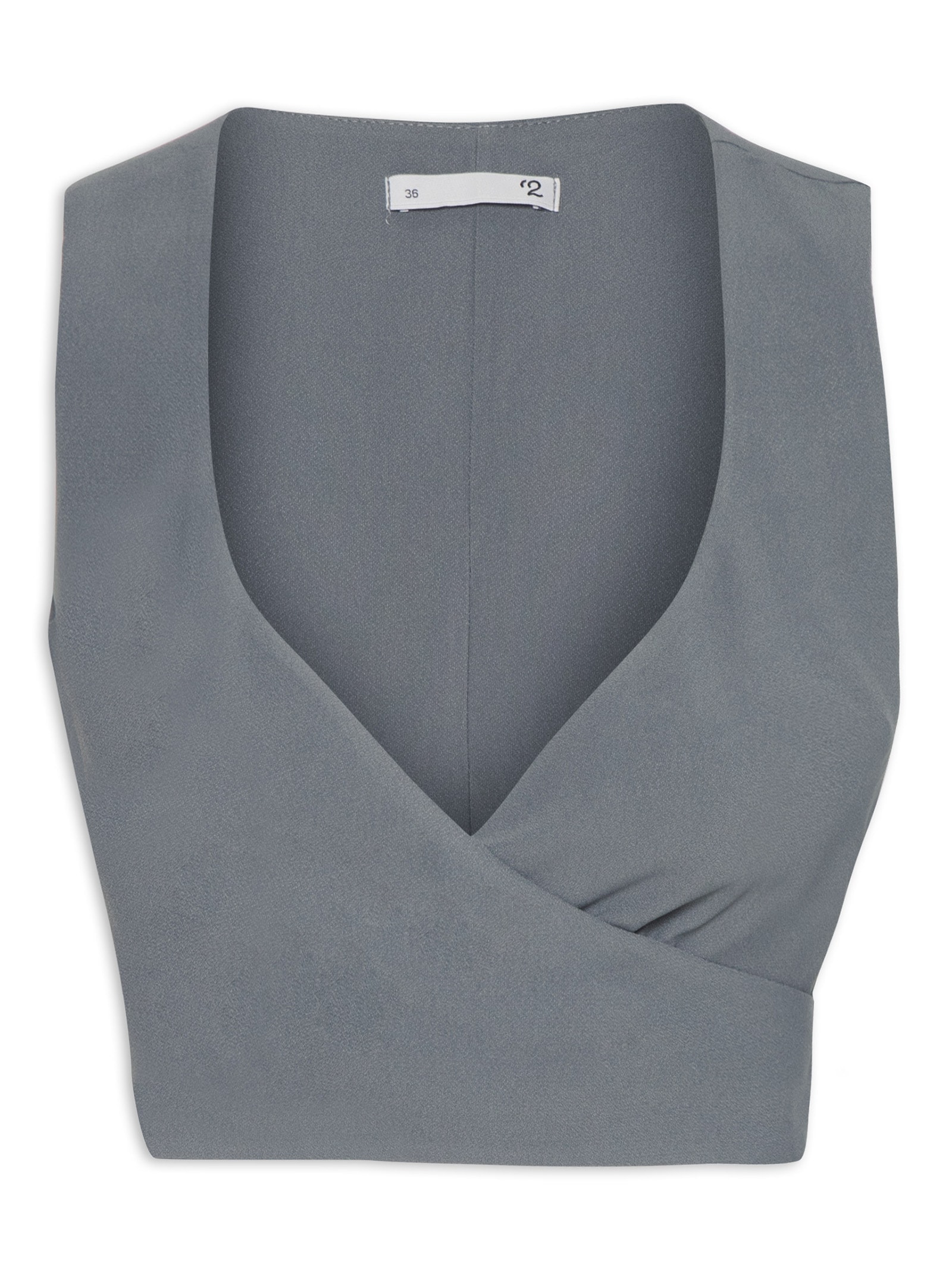 Blusa Feminina Transpasse Em Crepe Cinza '2Essential