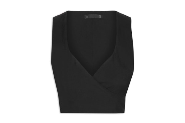 Blusa Feminina Transpasse Em Crepe - Preto