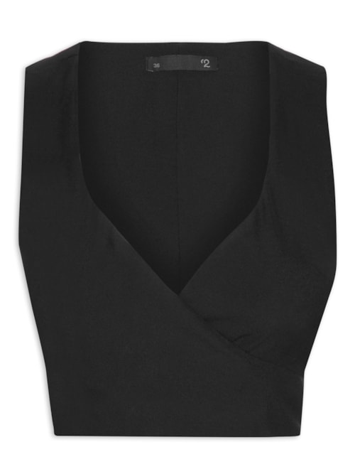 Blusa Feminina Transpasse Em Crepe – Preto