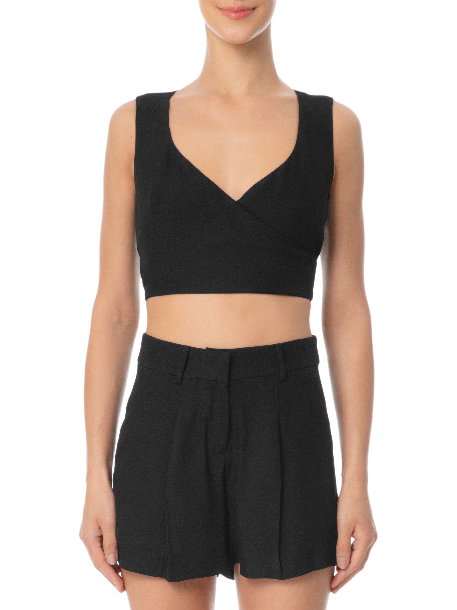 Blusa Feminina Transpasse Em Crepe Preto '2Essential