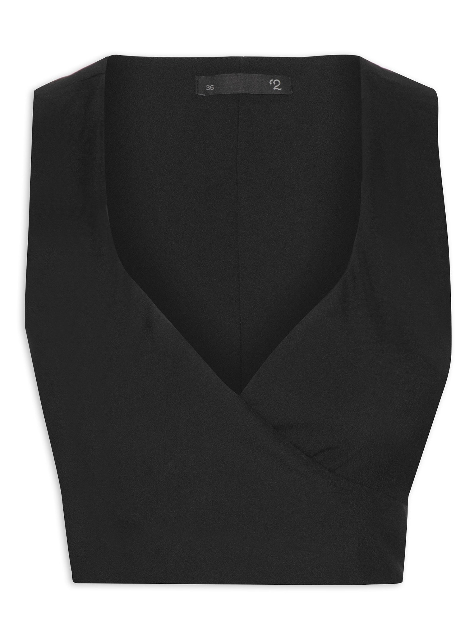 Blusa Feminina Transpasse Em Crepe Preto '2Essential