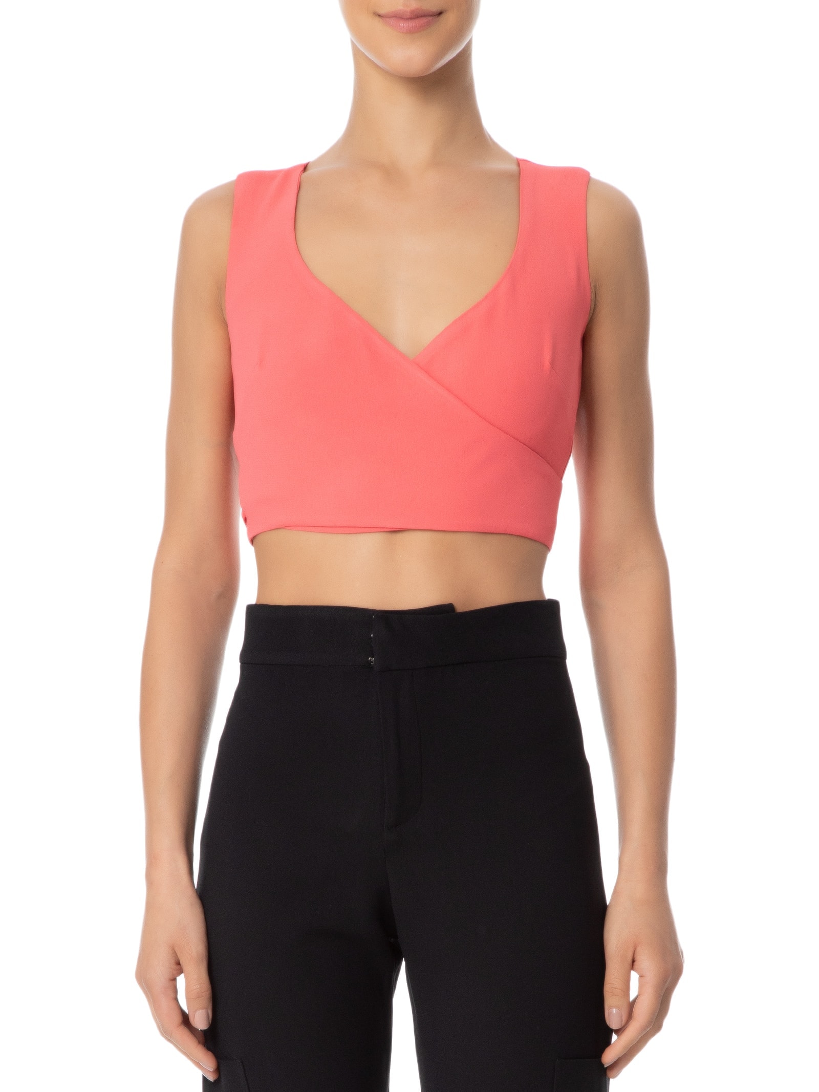 Blusa Feminina Transpasse Em Crepe Rosa '2Essential