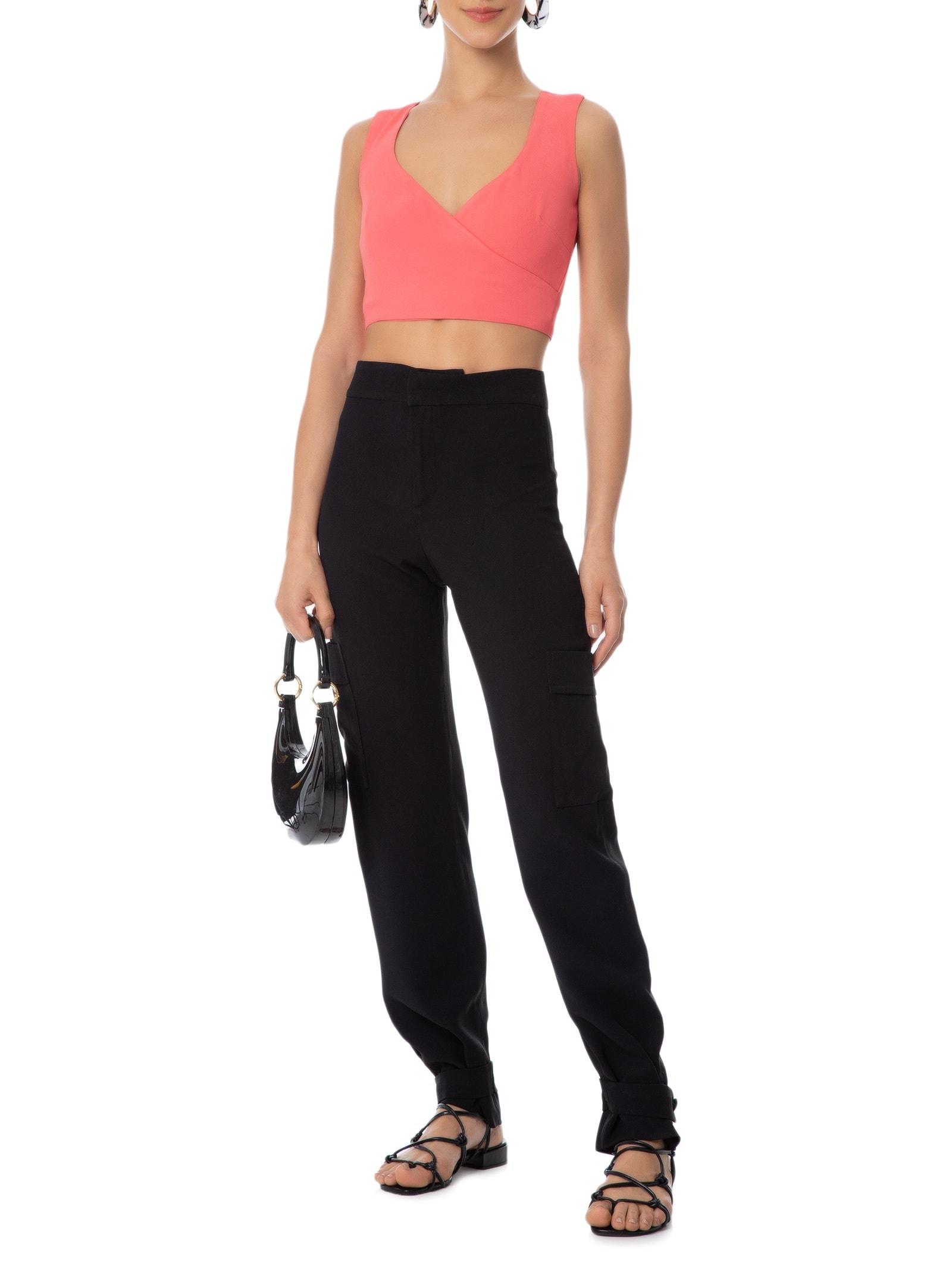 Blusa Feminina Transpasse Em Crepe Rosa '2Essential