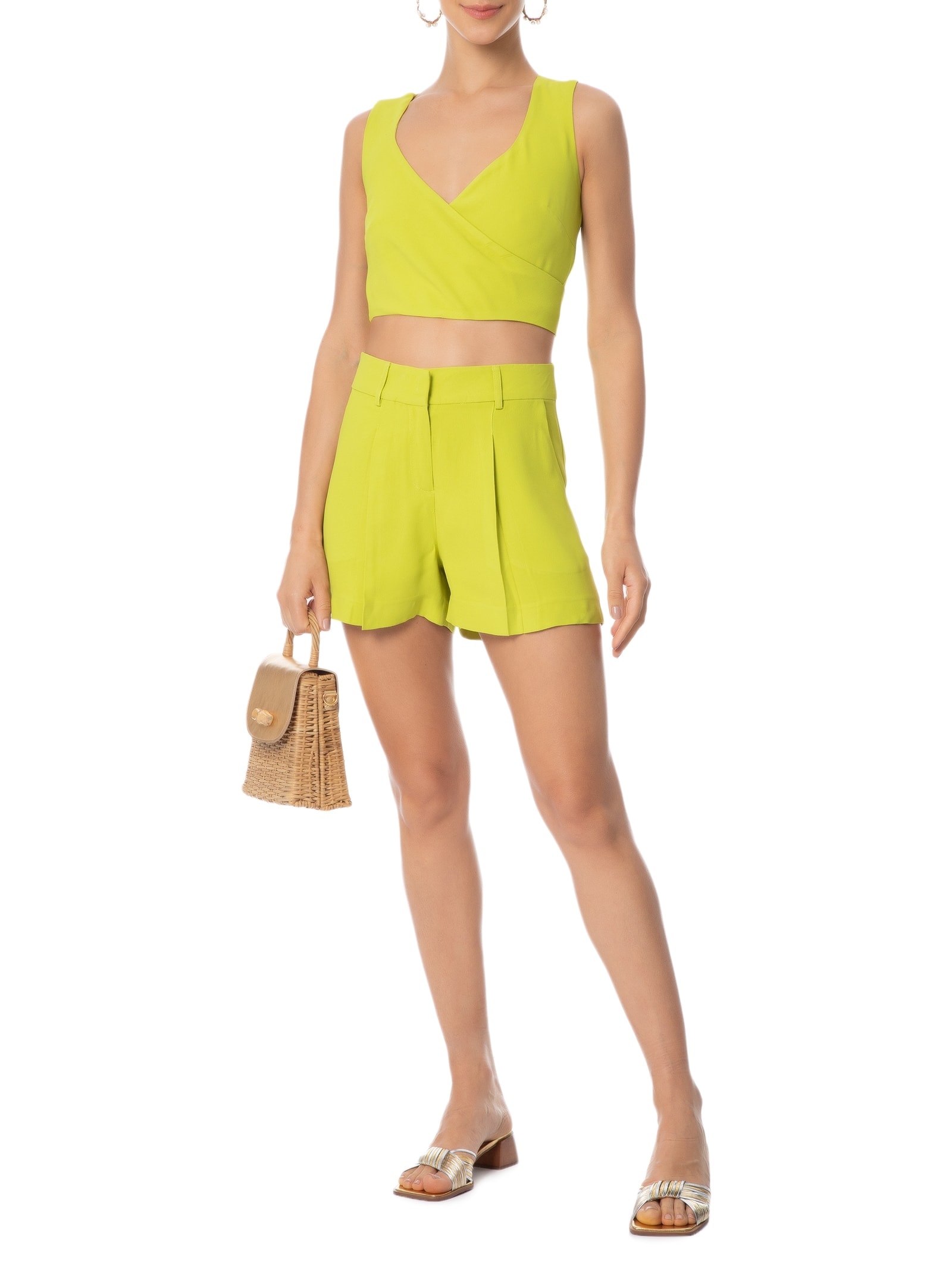 Blusa Feminina Transpasse Em Crepe Verde '2Essential