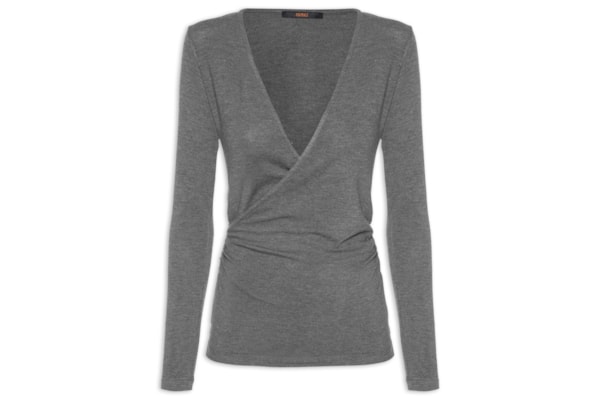 Blusa Feminina Transpasse Mescla - Cinza