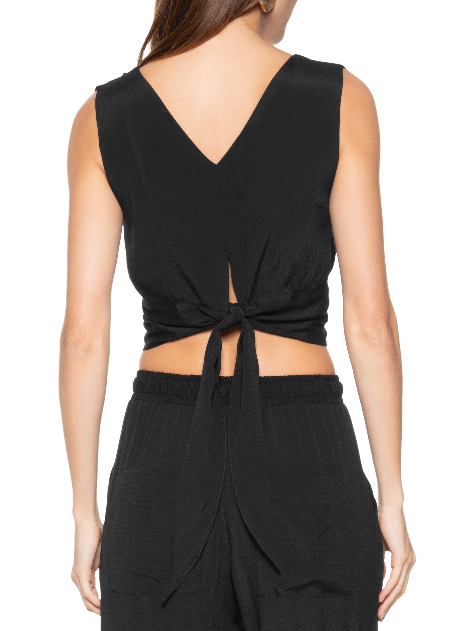 Blusa Feminina Transpasse Viscose Creponada Preto Cantão