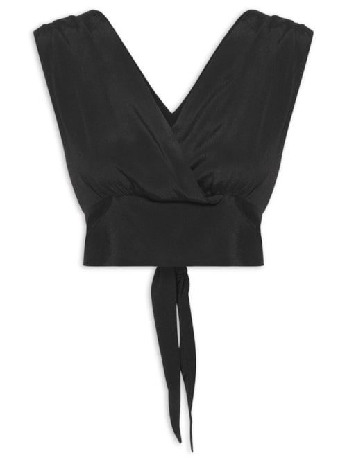 Blusa Feminina Transpasse Viscose Creponada – Preto
