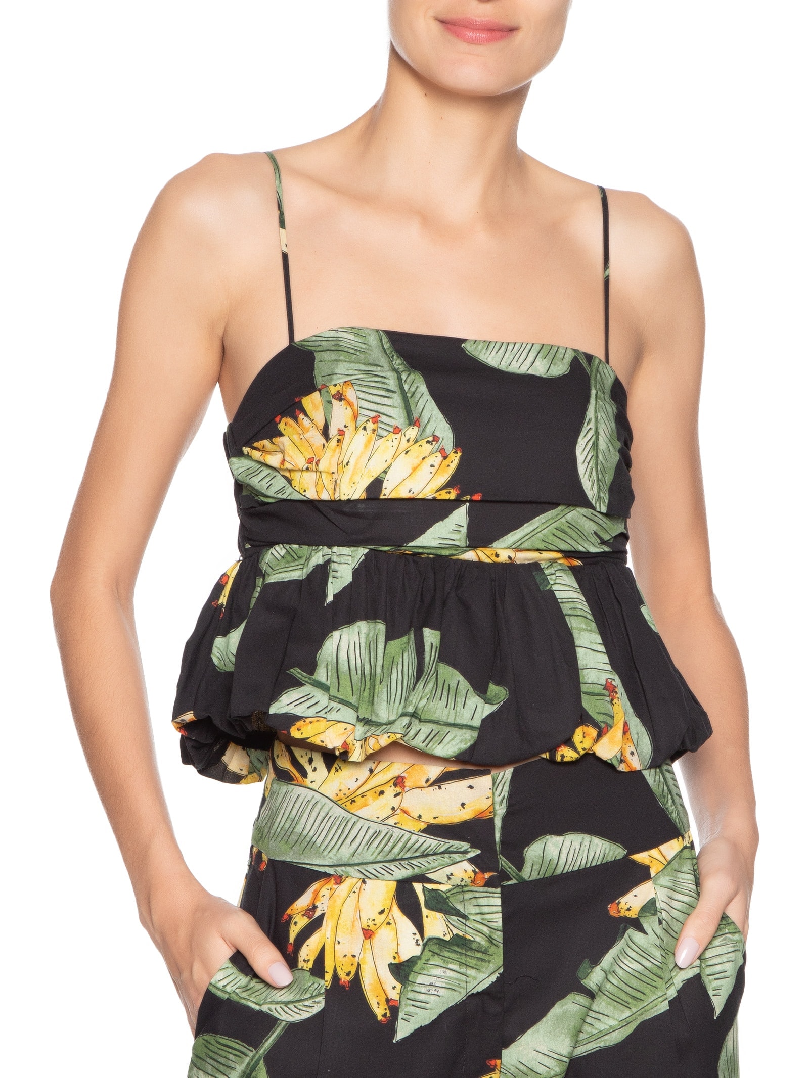 Blusa Feminina Tricoline Estampa Paraíso Preto Dress To