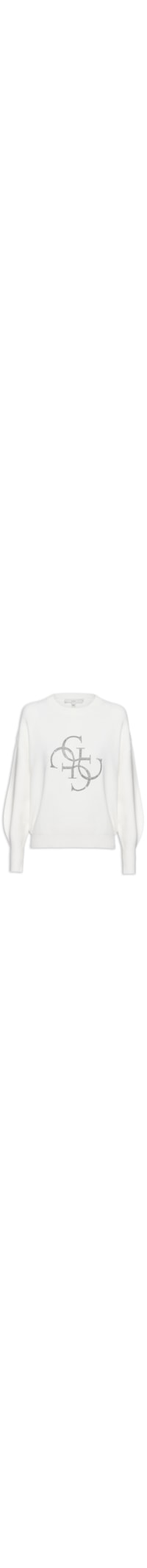 Blusa Feminina Tricot 4 Logos Hotfix - Off White