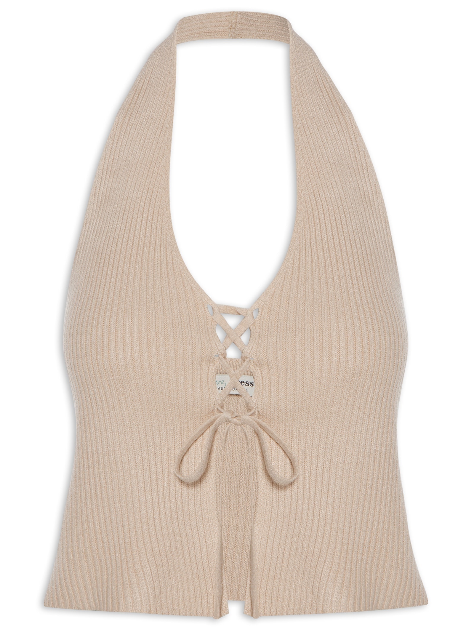 Blusa Feminina Tricot Amarração Frontal Bege  Dress To