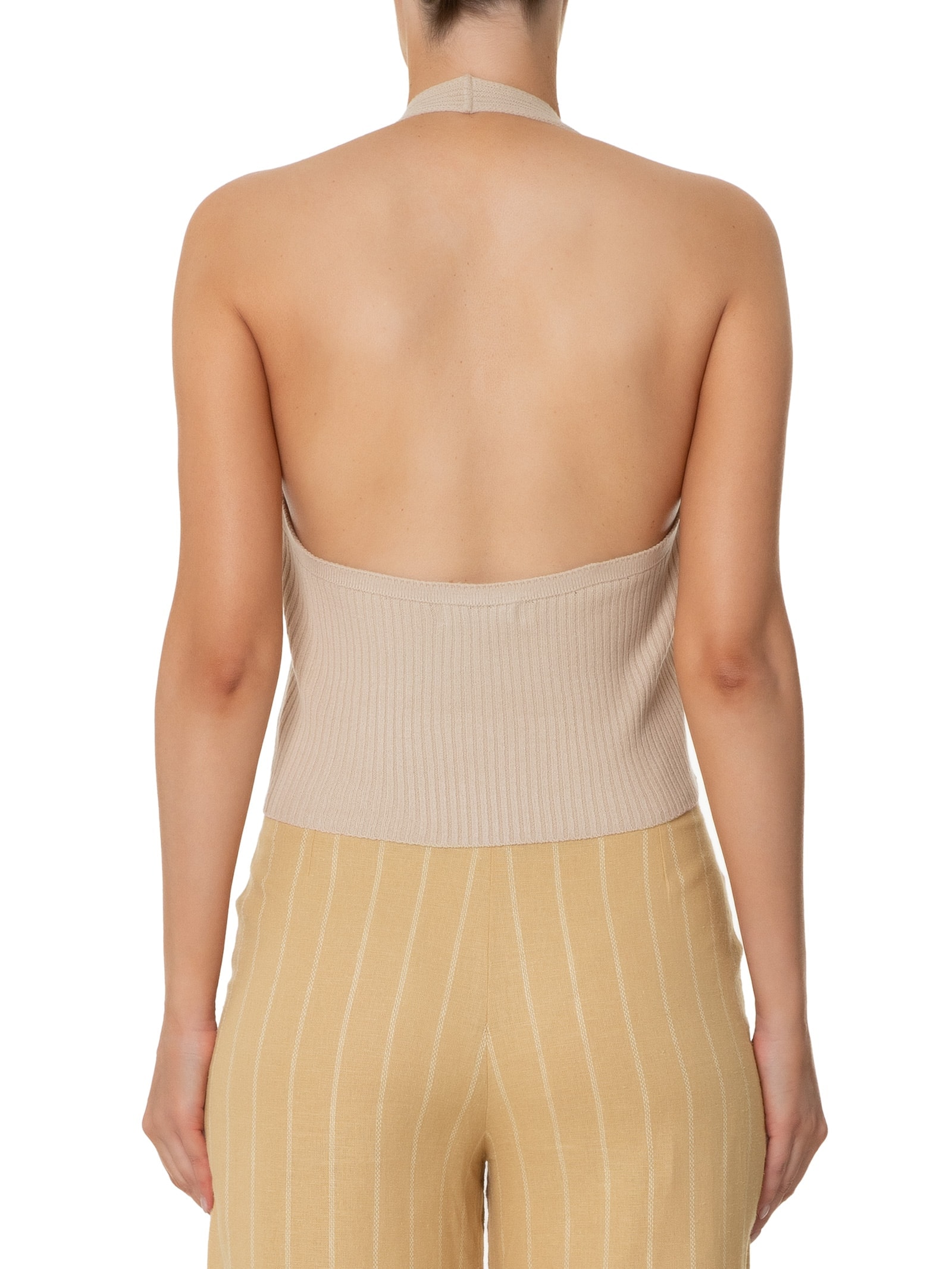 Blusa Feminina Tricot Amarração Frontal Bege  Dress To