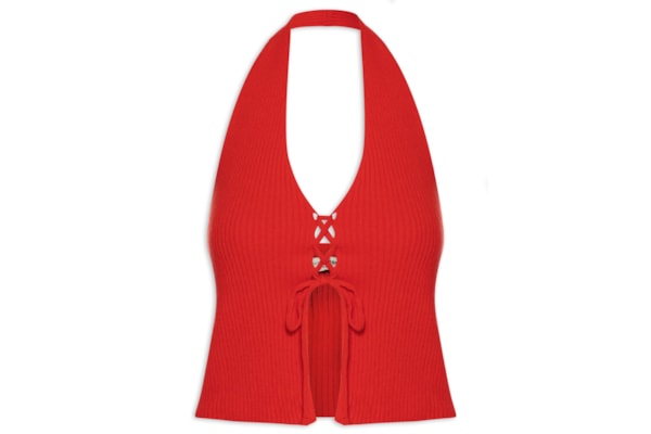 Blusa Feminina Tricot Amarração Frontal - Vermelho