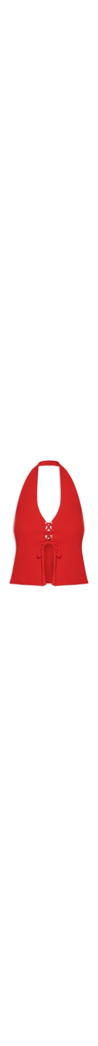 Blusa Feminina Tricot Amarração Frontal - Vermelho