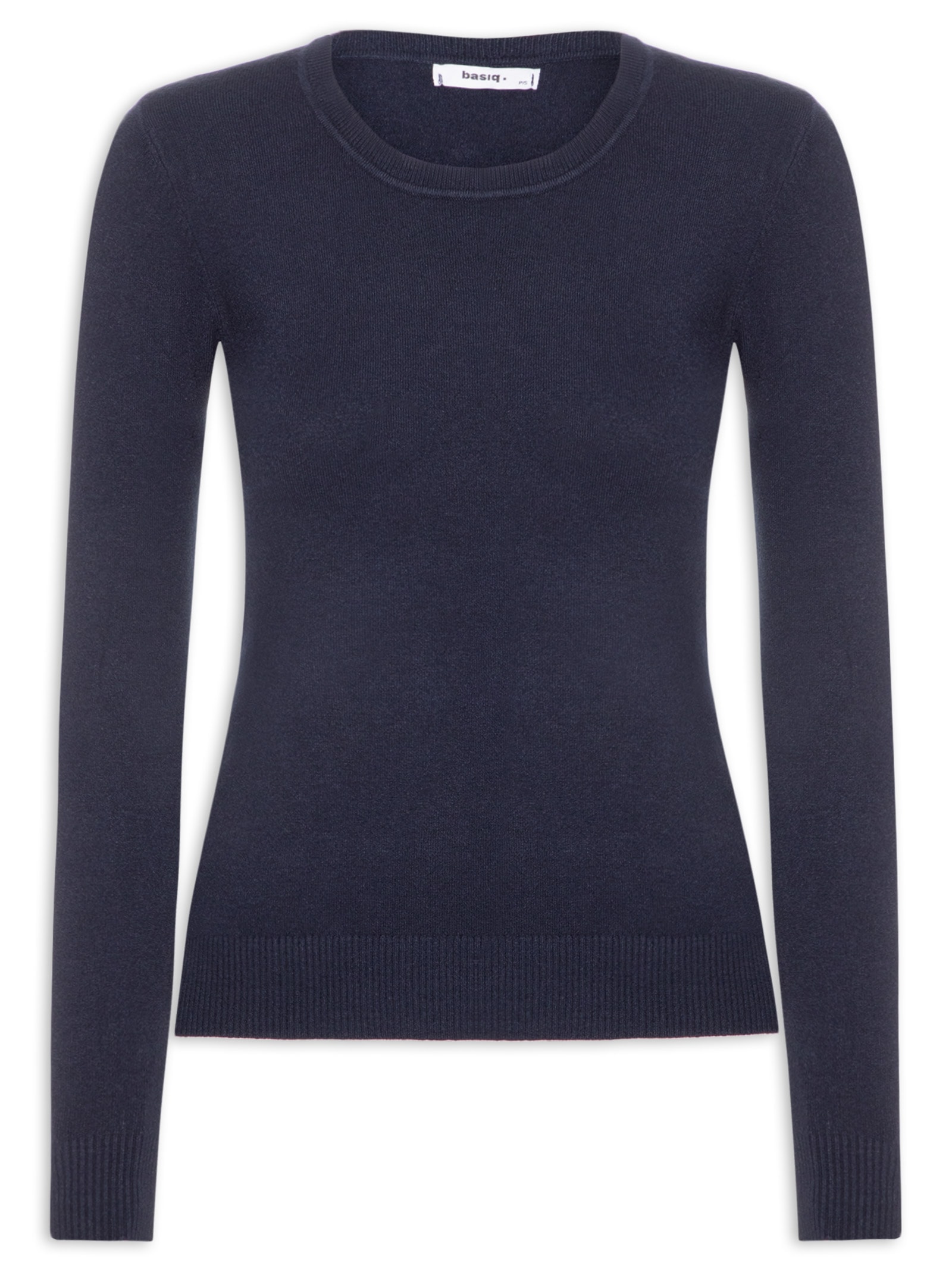Blusa Feminina Tricot Básica Azul Basiq