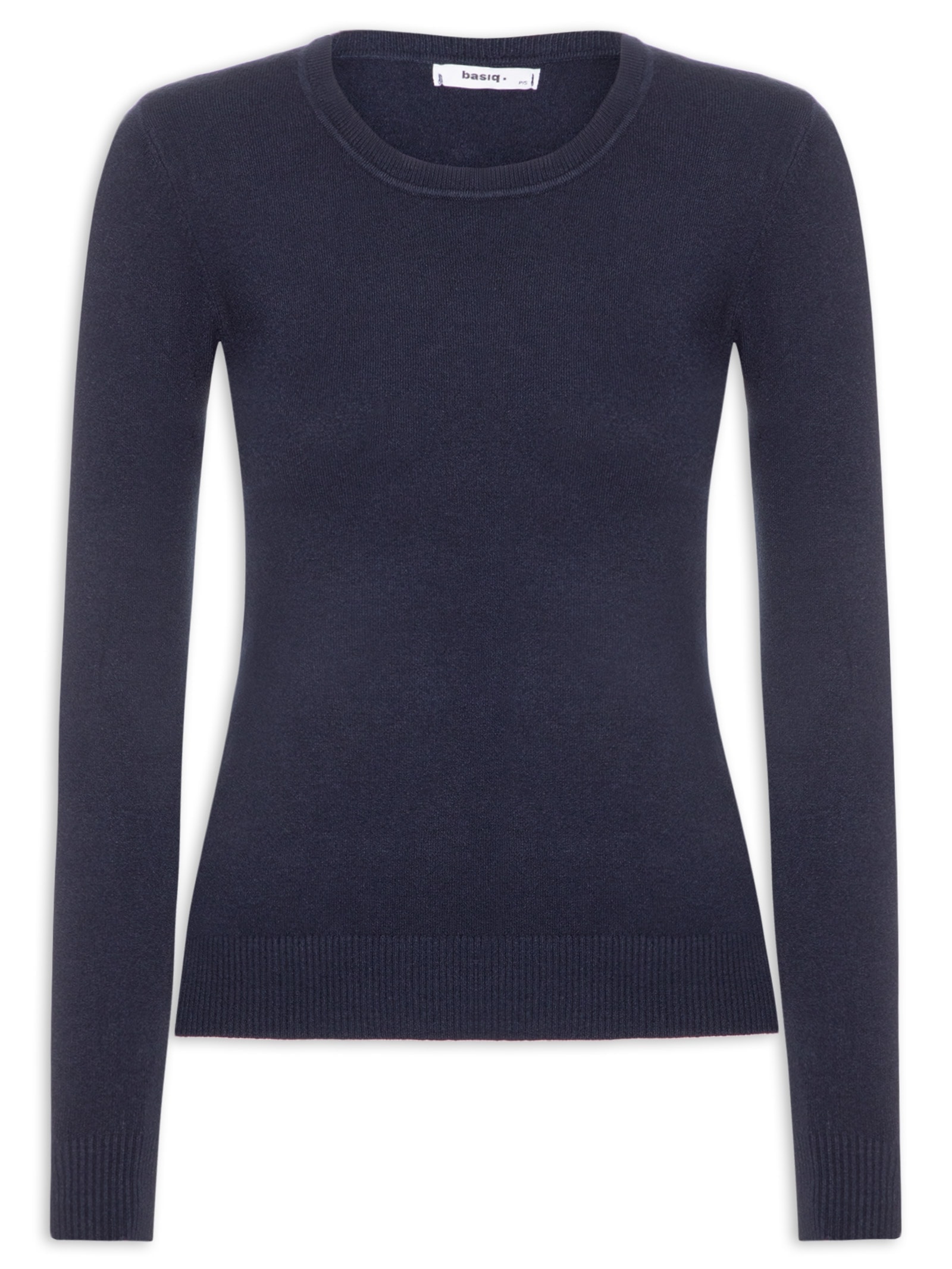 Blusa Feminina Tricot Básica Azul Basiq