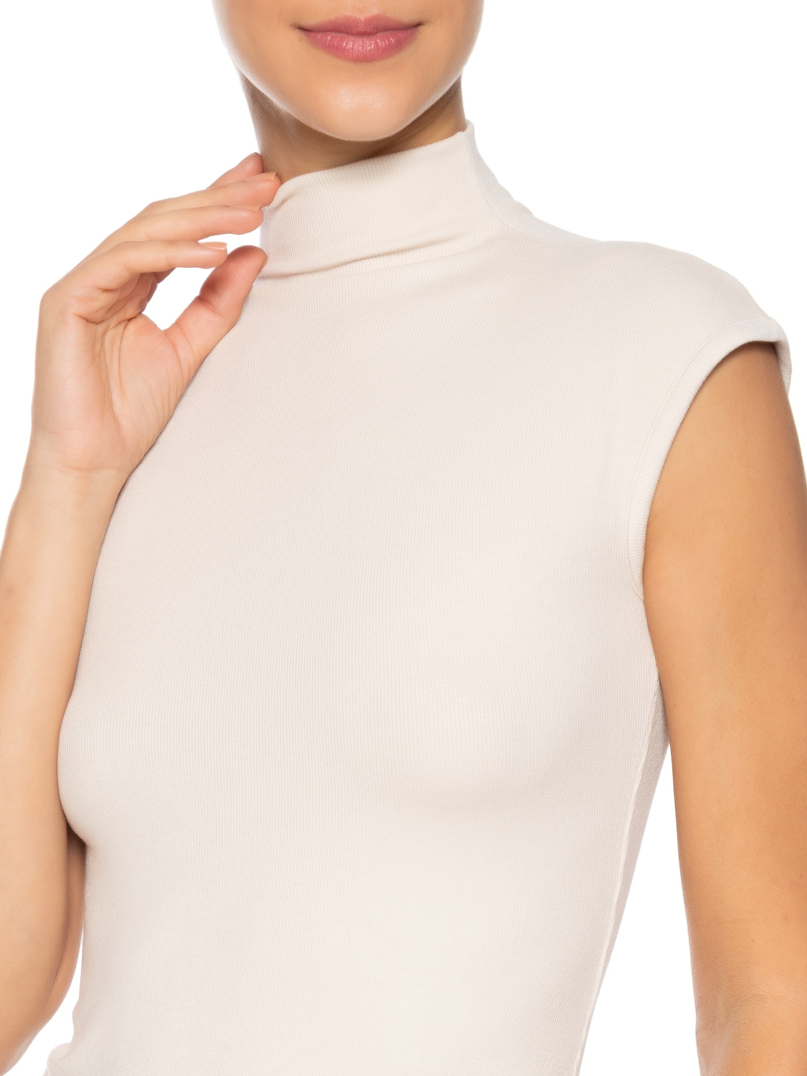 Blusa Feminina Tricot Básica Bege Basiq