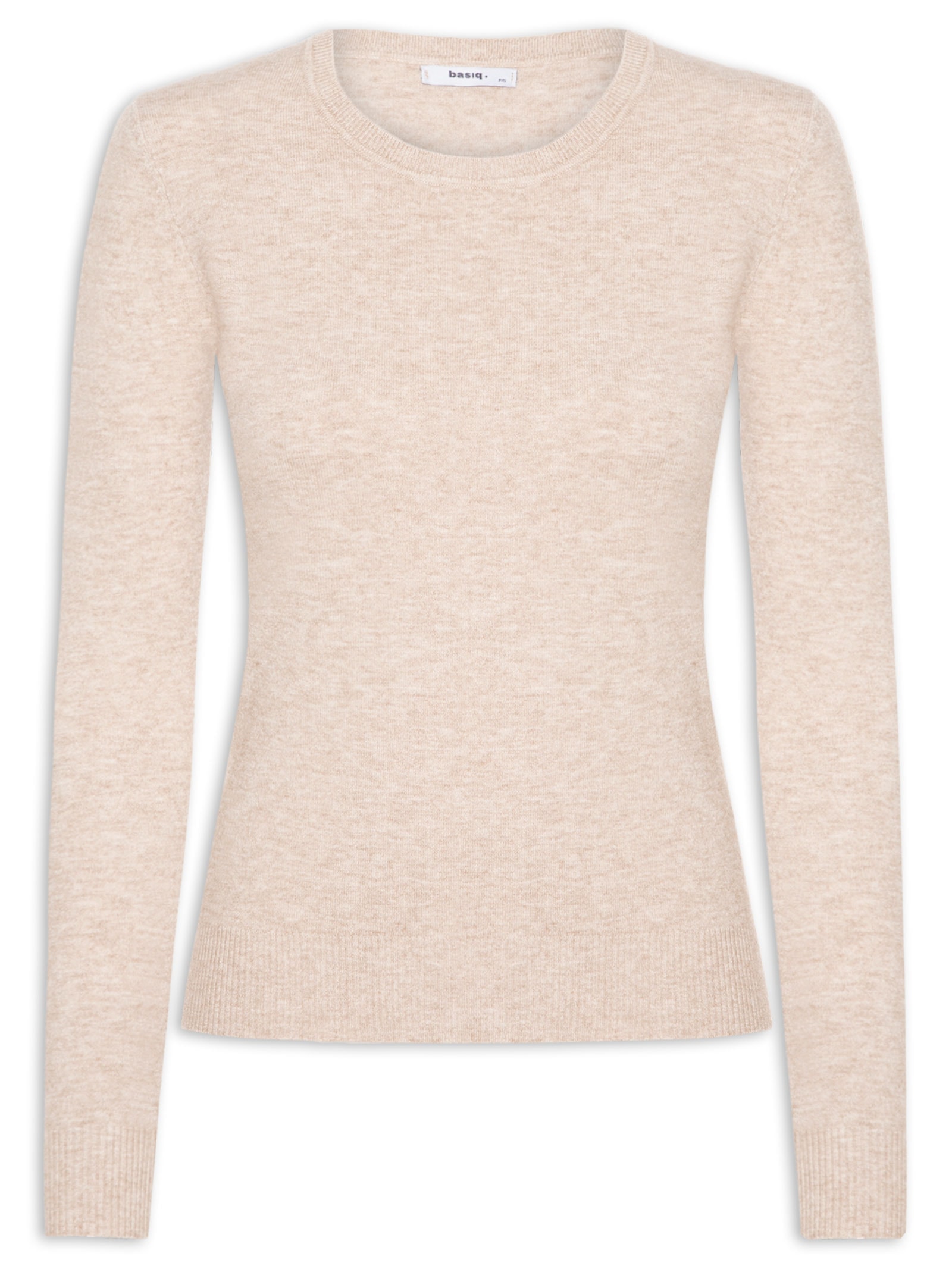Blusa Feminina Tricot Básica Bege Basiq