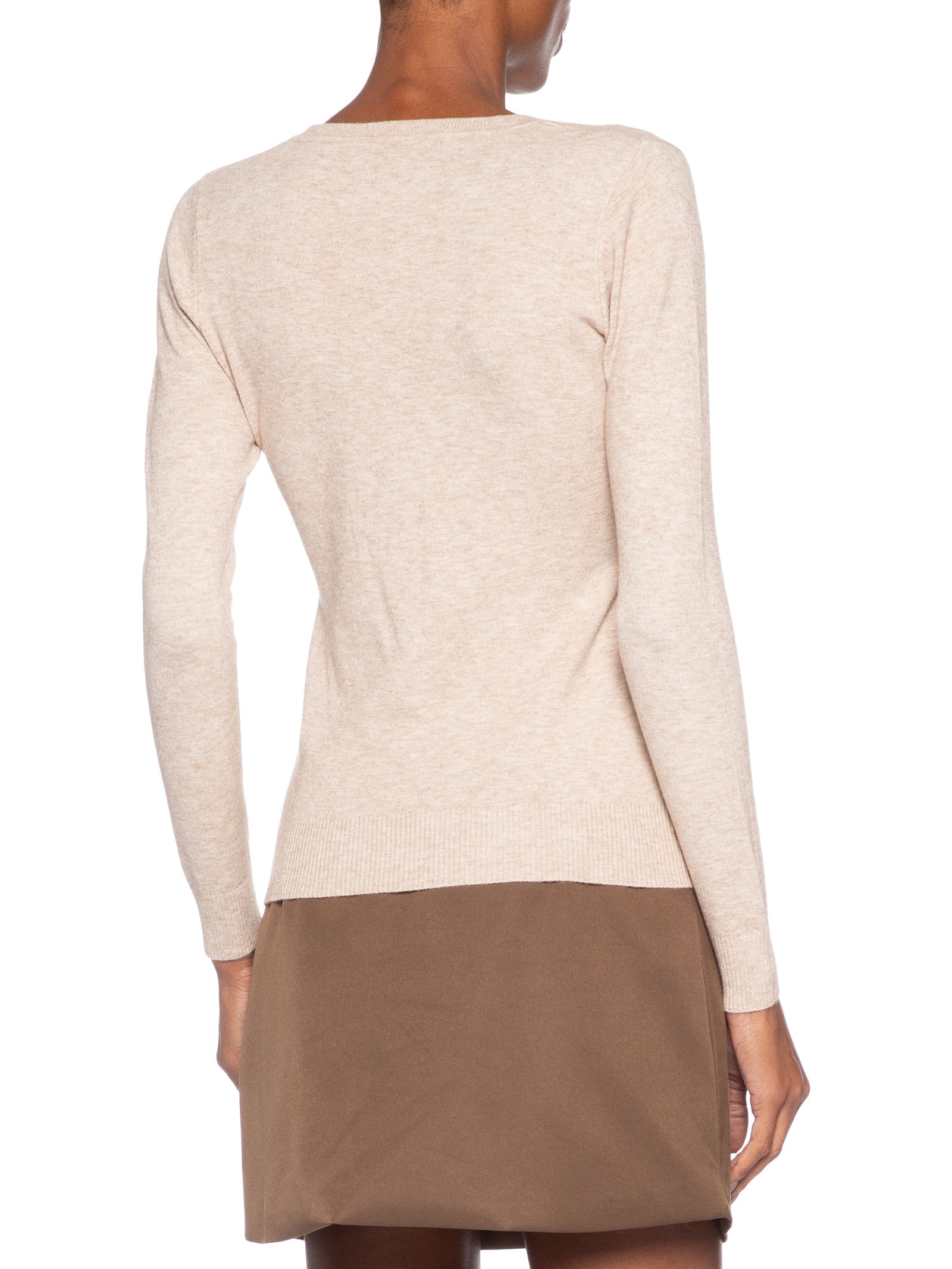 Blusa Feminina Tricot Básica Bege Basiq